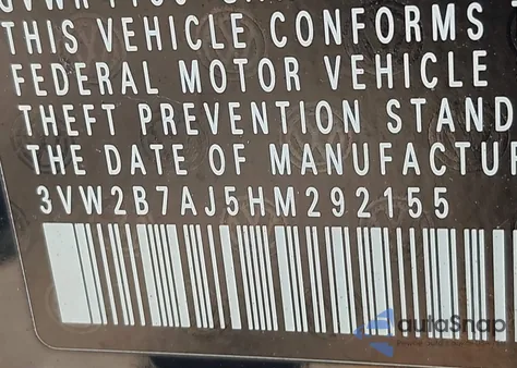 2017 Volkswagen Jetta 1.4T S из США, поврежденный, VIN 3VW2B7AJ5HM292155